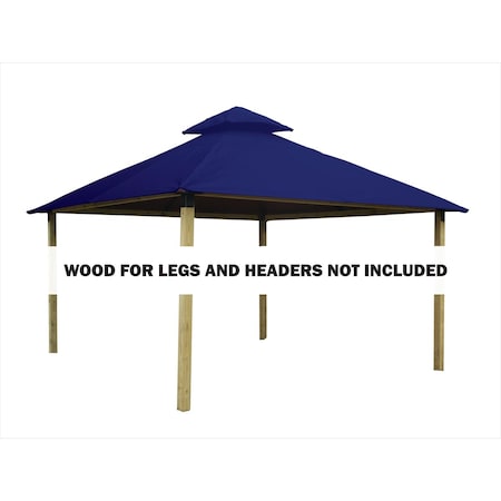 Acacia 14 sq. ft. Gazebo Roof Framing & Mounting Kit with Pacific Blue Outdura Canopy AGOK14- PACIFIC BLUE